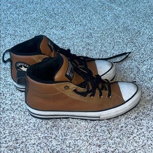 Converse Tan Leather High-Top Sneakers